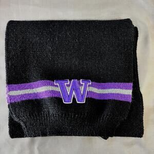 Washington Huskies Knit Winter Scarf Synthetic Black Purple Embroidered 9" x 65"